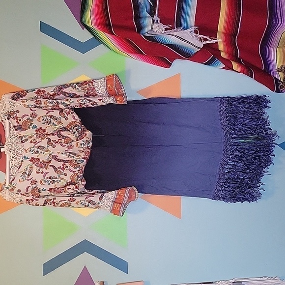 Chico's Women's Blue Ombre Fringe Francesca Fashion Skirt Chico's Size 0 (S-4) - Picture 11 of 13